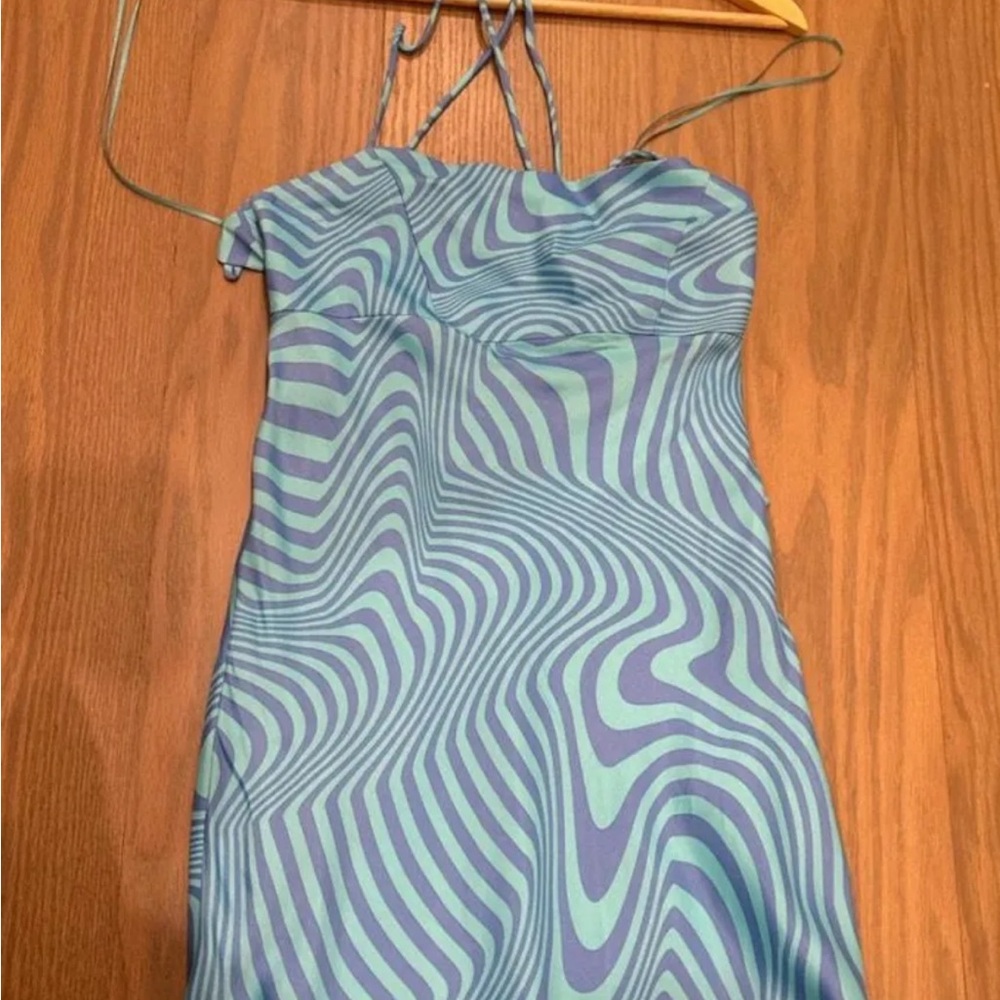 Zara Blue and Purple Swirl Mini Dress